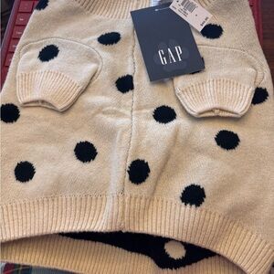 New w tags GAP Black and Cream Polka Dot Knit dog Sweater medium